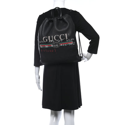 Gucci Calfskin Coco Capitan Logo Drawstring Backpack Black 3 of 11