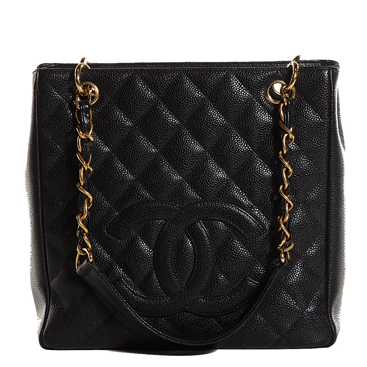 Caviar Quilted Petit Shopping Tote PST Black