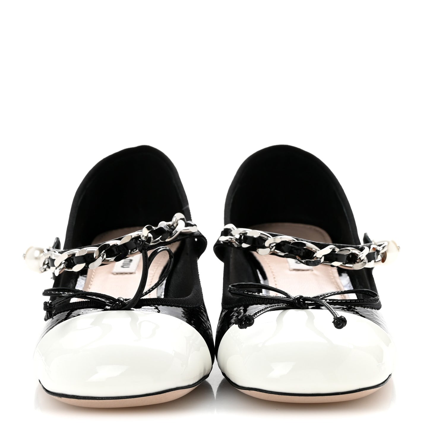 Vernice Chain Pearl Mary Jane Pumps 36.5 Black White