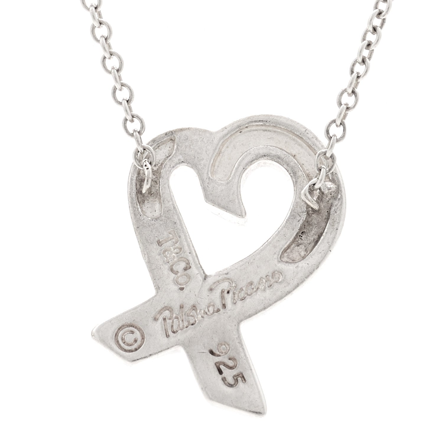 Tiffany Sterling Silver Paloma Picasso Loving Heart Pendant Necklace 5 of 5
