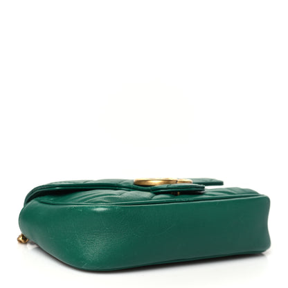 Gucci Calfskin Matelasse Super Mini GG Marmont Shoulder Bag Emerald Green 4 of 11
