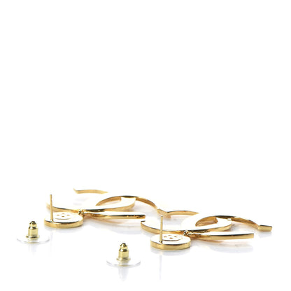 Chanel Metal Large Paris Button Earrings Gold 3 of 5
