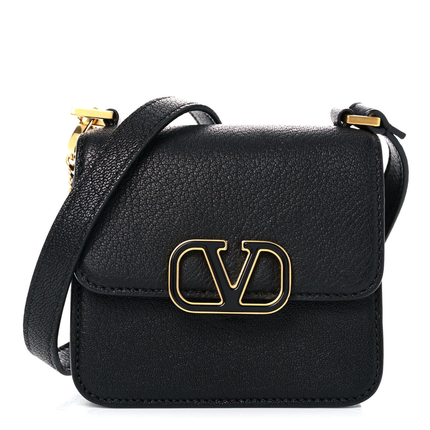 Goatskin Micro VSling Shoulder Bag Black