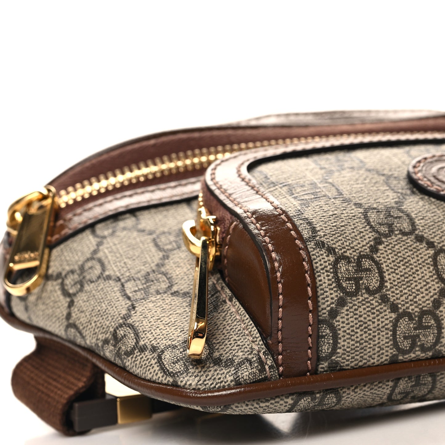 GG Supreme Monogram Textured Calfskin Retro Interlocking G Belt Bag Beige Ebony Brown Sugar
