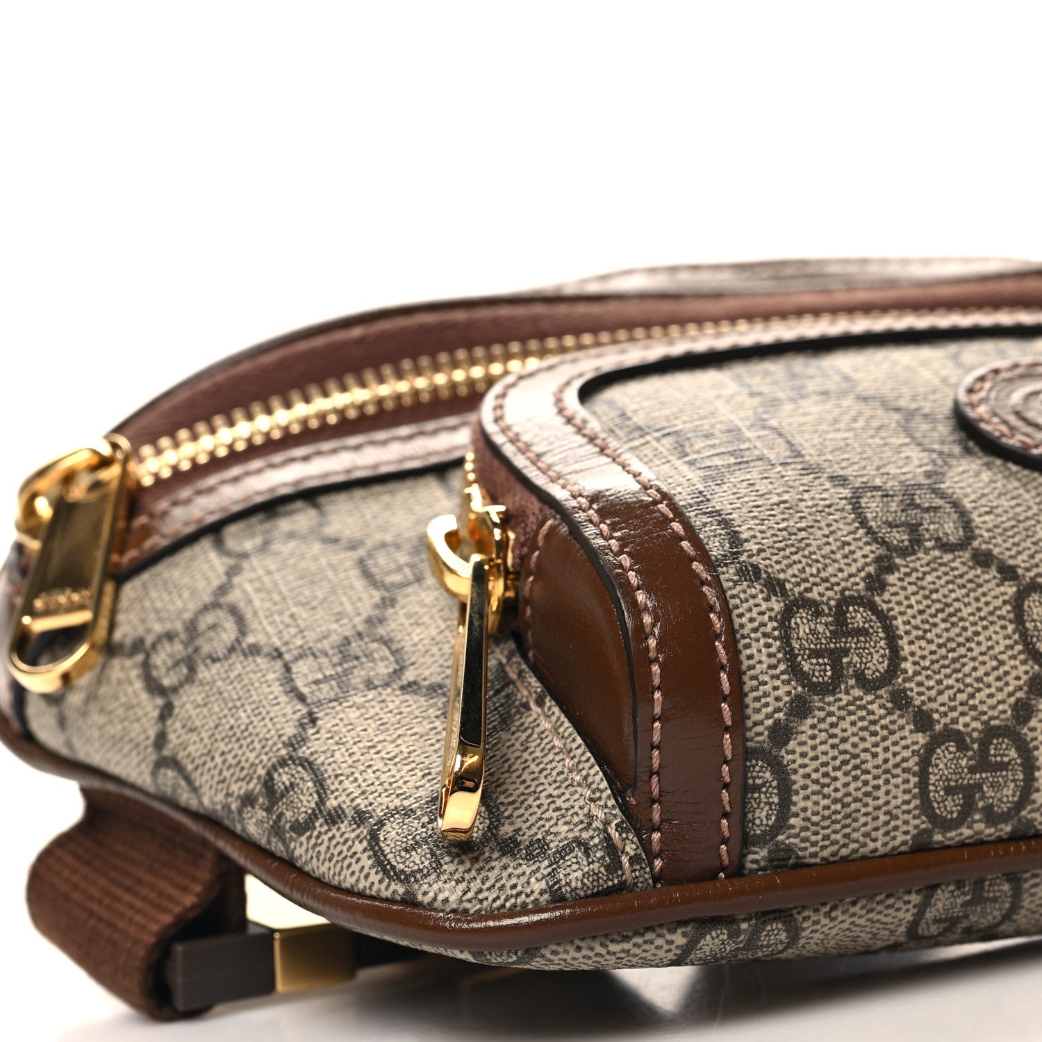Gucci GG Supreme Monogram Textured Calfskin Retro Interlocking G Belt Bag Beige Ebony Brown Sugar 9 of 11