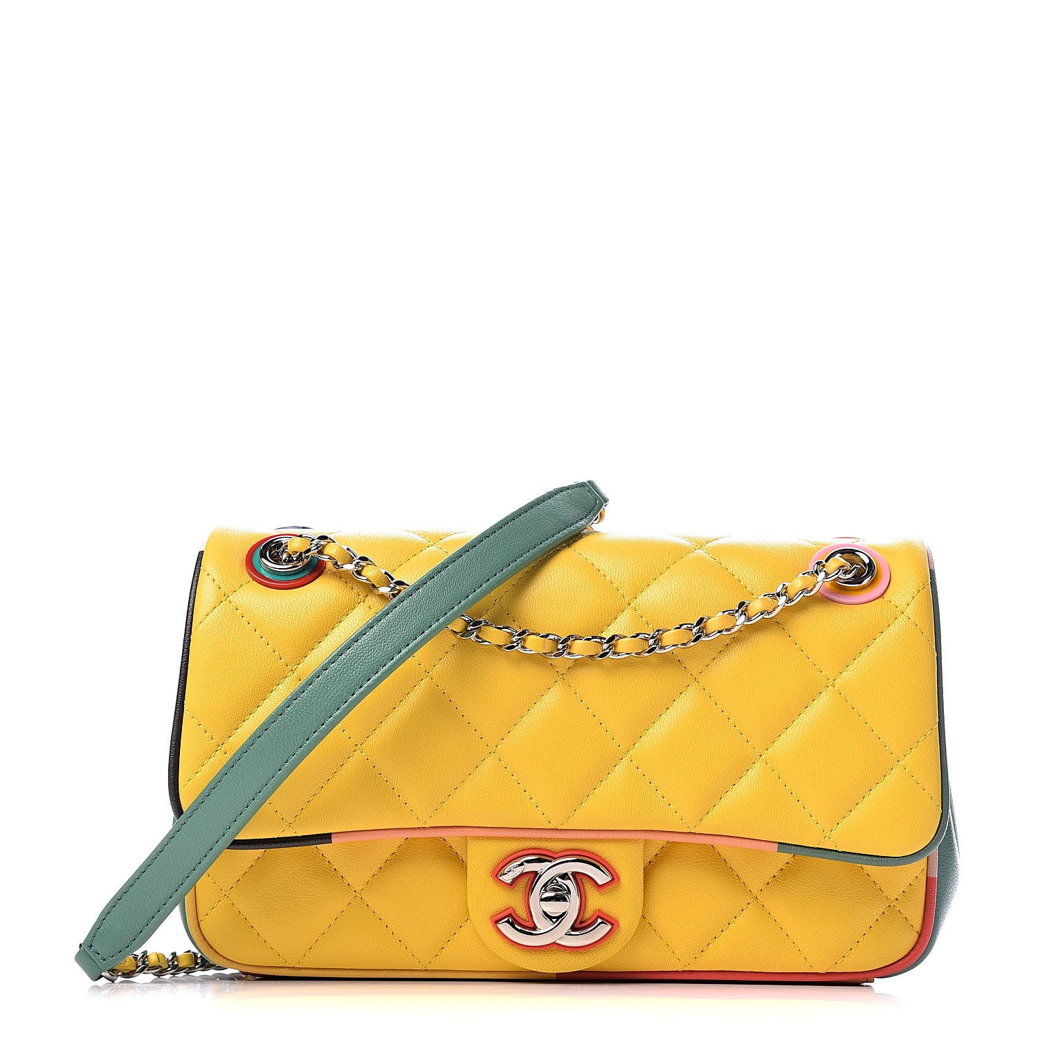 Chanel Lambskin Plexiglass Quilted Small Cuba Color Flap Yellow Multicolor 1 of 11