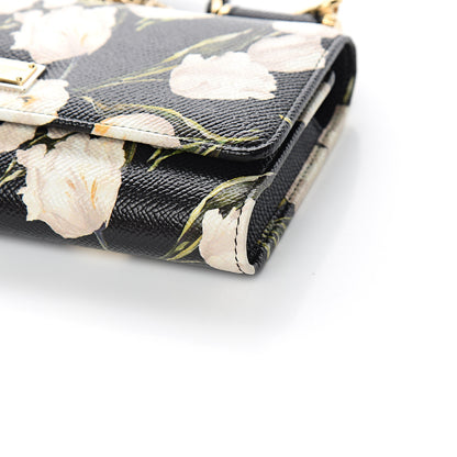 Dolce & Gabbana Dauphine Tulip Print Mini Von Bag Black 7 of 9