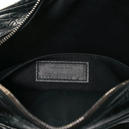Saint Laurent Calfskin Crocodile Embossed Monogram Lou Camera Bag Black 7 of 9