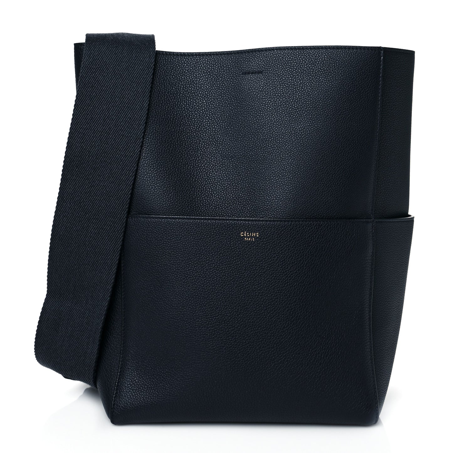 Soft Grained Calfskin Sangle Bucket Bag Navy Blue