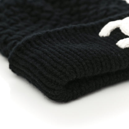 Chanel Wool Cashmere CC Beanie Hat Black White 7 of 8