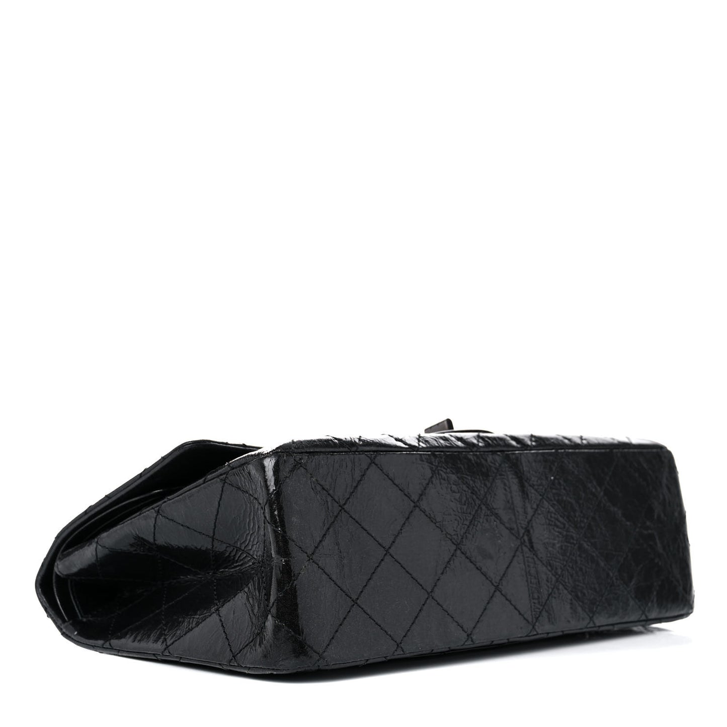 Glazed Aged Calfskin Quilted 2.55 Reissue 227 Flap Black