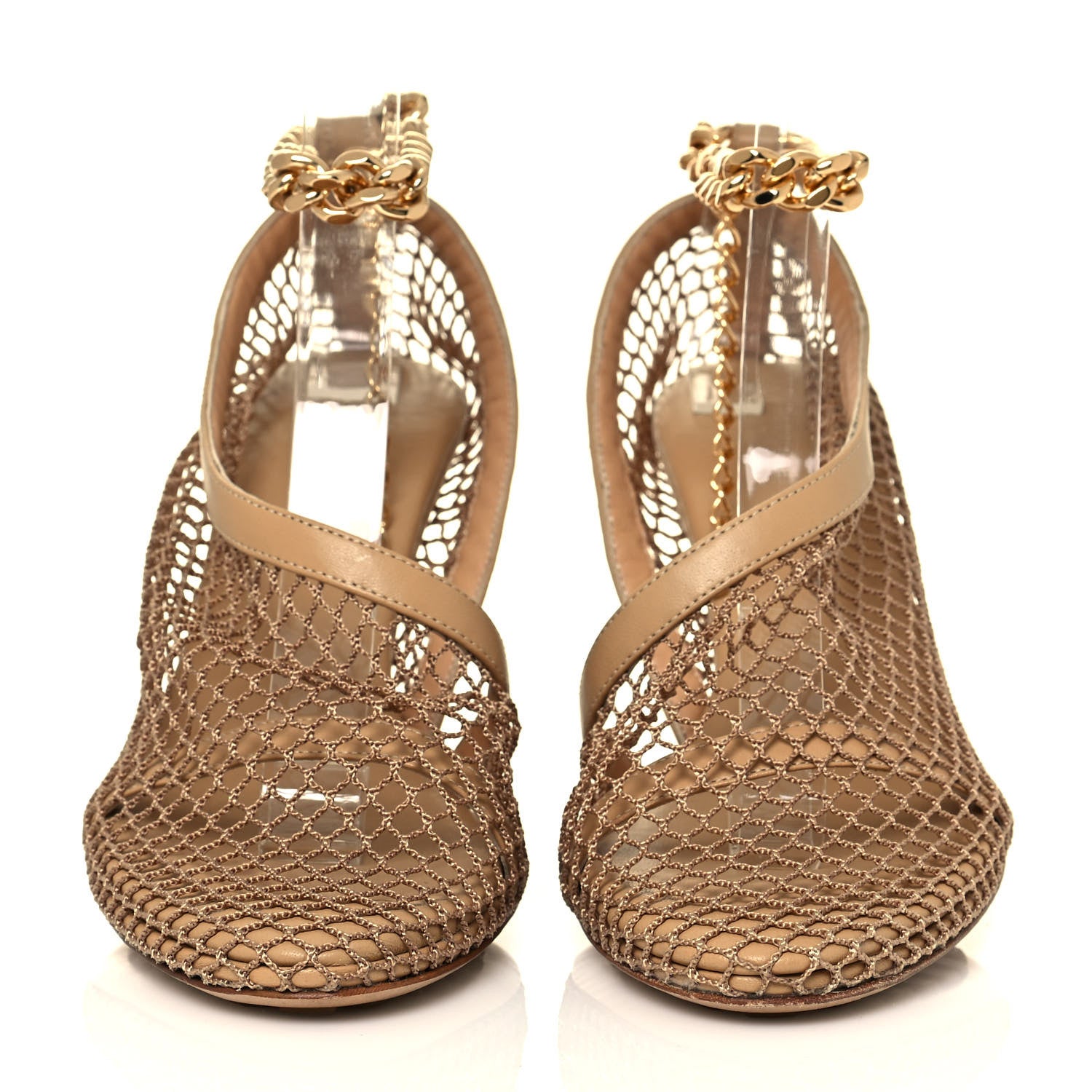 Bottega Veneta Mesh Nappa Chunky Chain Sandals 36 Beige Pony 2 of 8