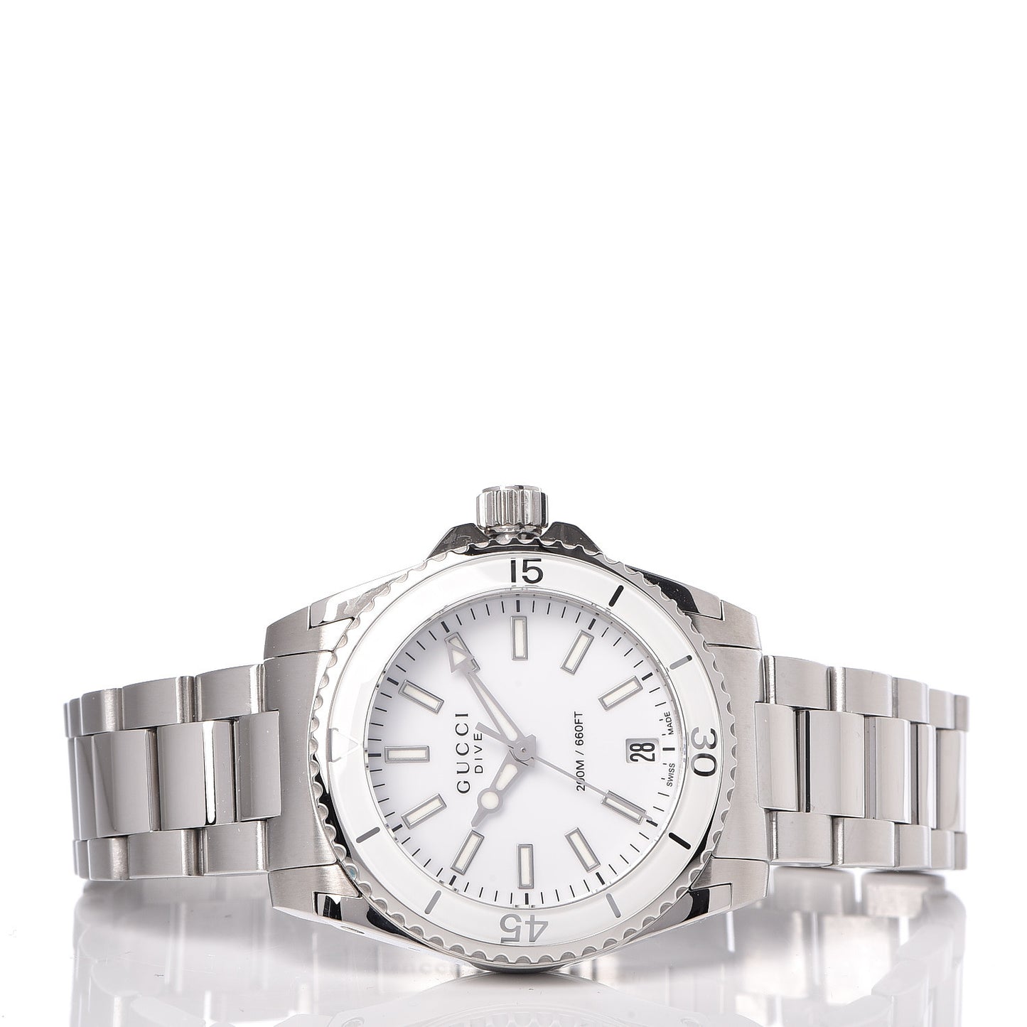 Stainless Steel 32mm Dive Quartz Watch White