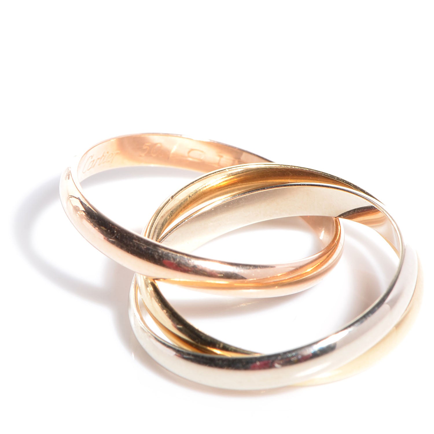 Cartier 18k Pink Yellow White Gold Trinity Ring 50 US 5.25 4 of 5