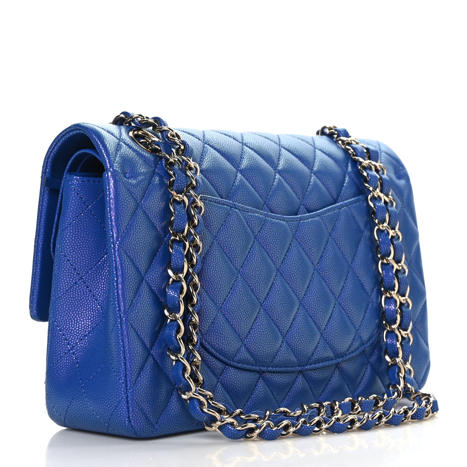 Chanel Iridescent Caviar Quilted Medium Double Flap Blue 2 of 8