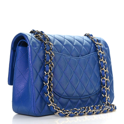 Chanel Iridescent Caviar Quilted Medium Double Flap Blue 2 of 8
