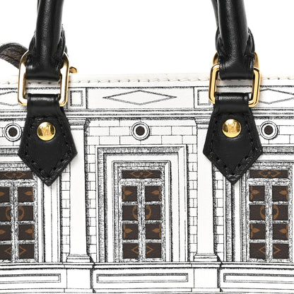 Louis Vuitton X FORNASETTI Calfskin Architettura Petit Sac Plat Black White 7 of 9