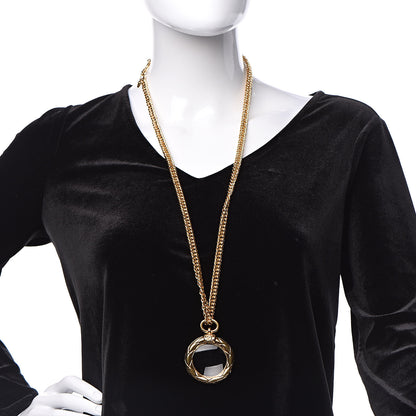 Chanel CC Quilted Loupe Chain Necklace Gold 2 of 6