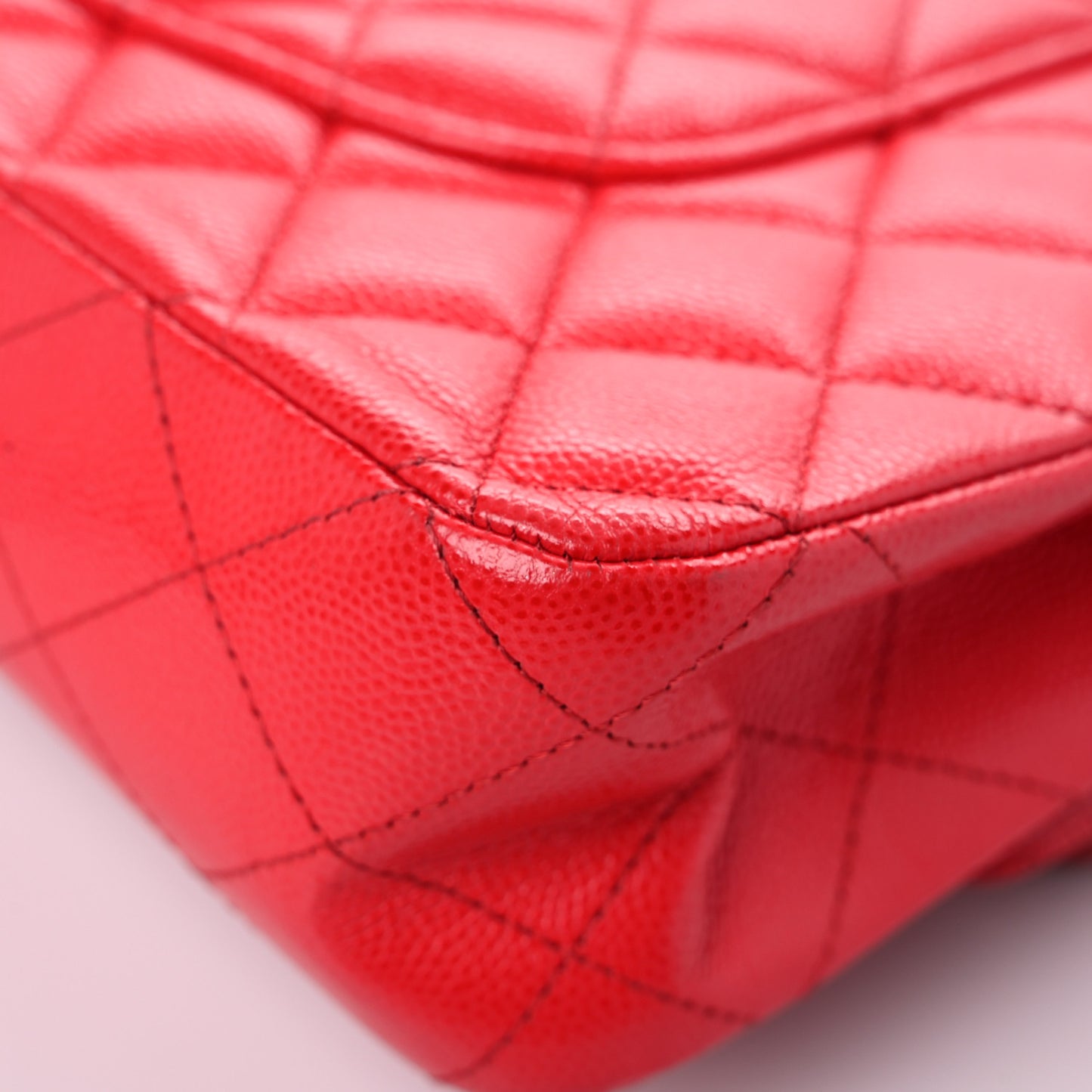 Caviar Quilted Medium Double Flap Red