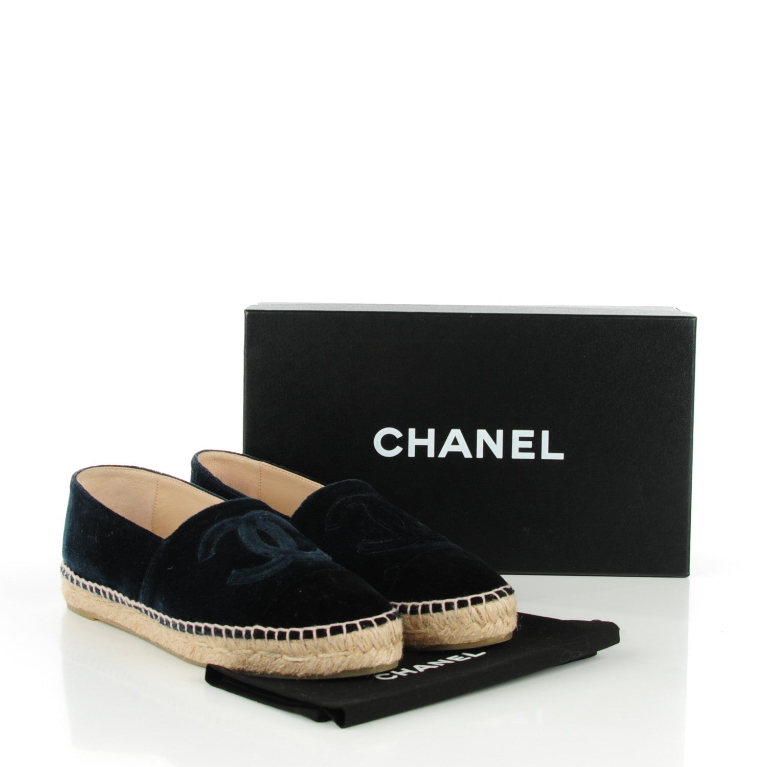 Chanel Velvet CC Espadrilles 39 Navy Black 16 of 17