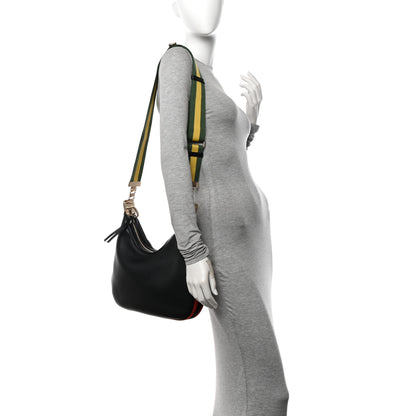 Gucci Aria Calfskin Web Large Attache Shoulder Bag Black 2 of 11