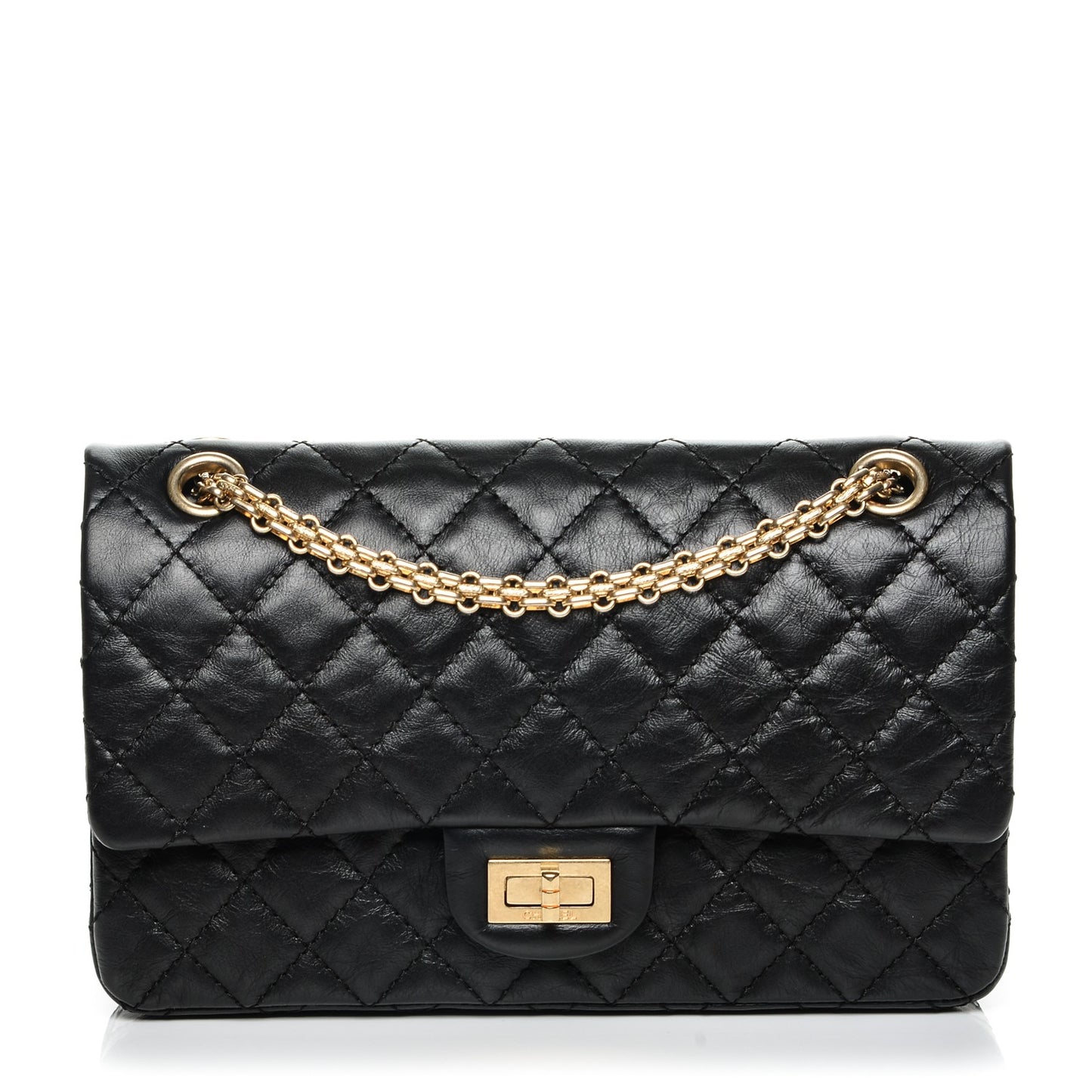 Aged Calfskin Quilted 2.55 Reissue 225 Flap Black