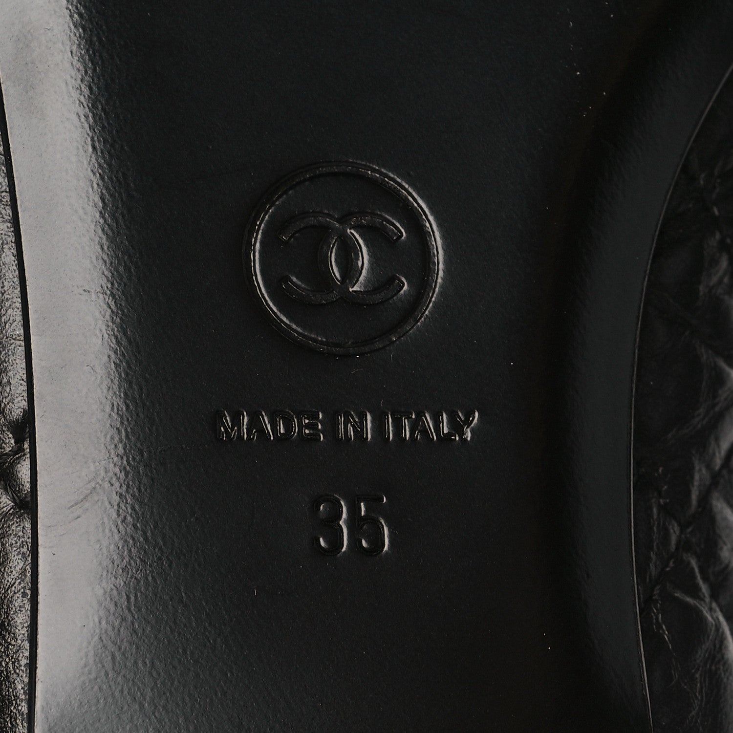 Chanel Aged Calfskin Quilted CC Cap Toe Ballerina Flats 35 Black 6 of 8