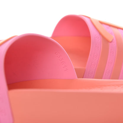Chanel Rubber CC Flat Slide Sandals 39 Orange Pink 6 of 8