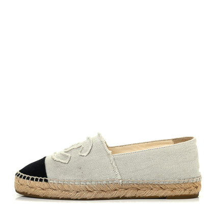 Chanel Linen CC Espadrilles 38 Beige Black 1 of 14