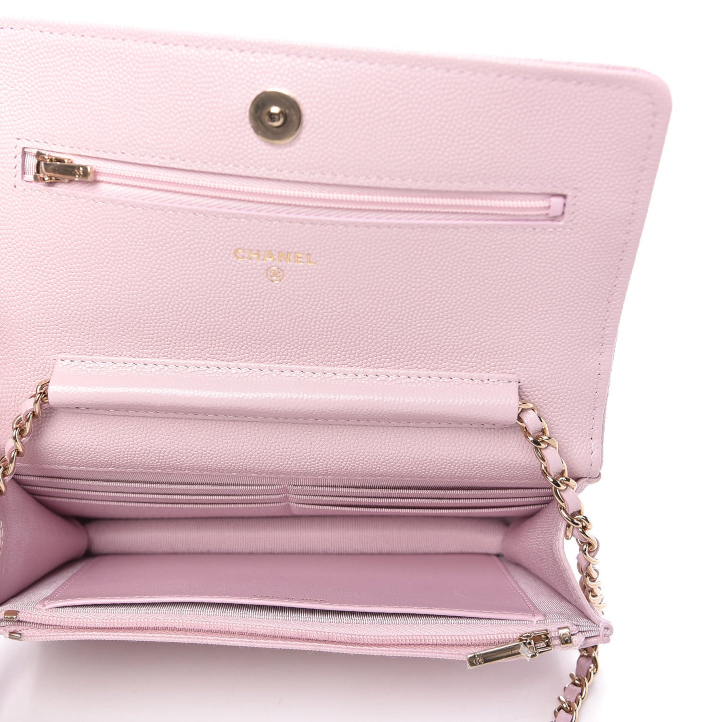 Caviar Quilted Wallet On Chain WOC Light Pink