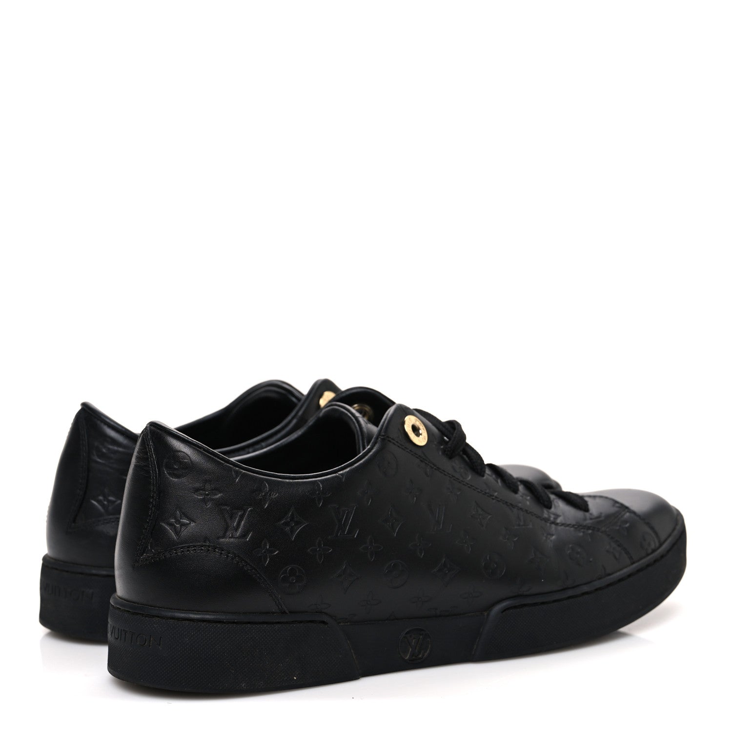 Louis Vuitton Calfskin Embossed Monogram Mens Luxembourg Sneakers 36 Black 5 of 10