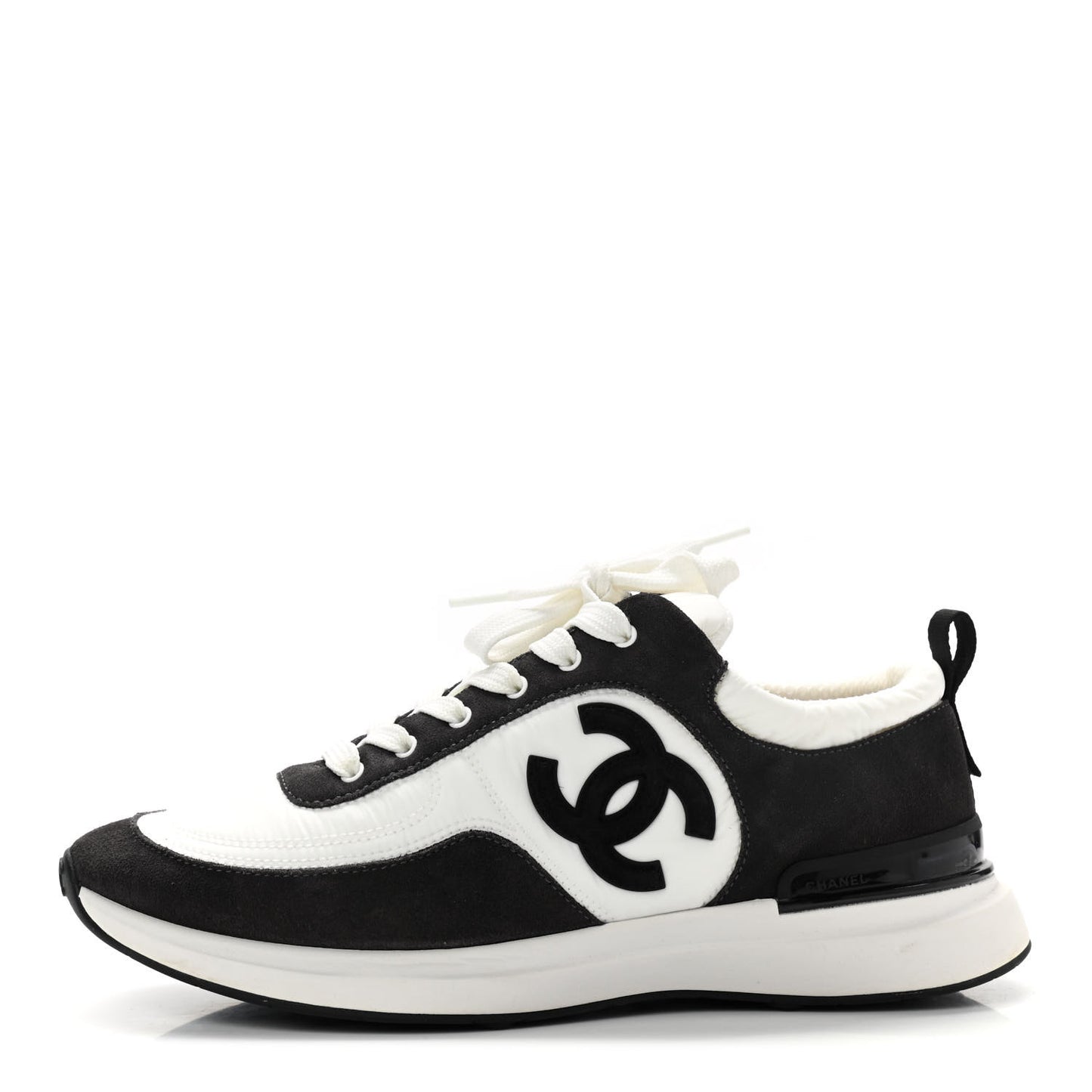 Nylon Suede Calfskin CC Sneakers 40 White Dark Grey