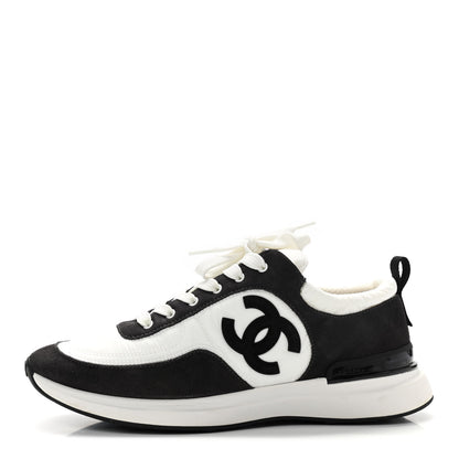 Chanel Nylon Suede Calfskin CC Sneakers 40 White Dark Grey 1 of 8