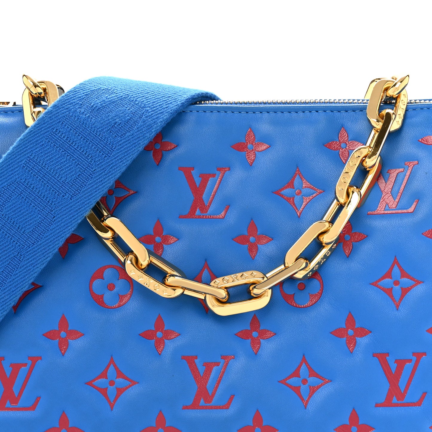 Lambskin Embossed Monogram Vuittamins Coussin PM Blue Red