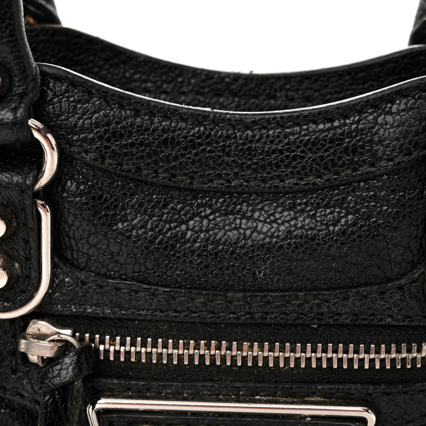 Chevre Silver Metallic Edge Hardware Nano City Black