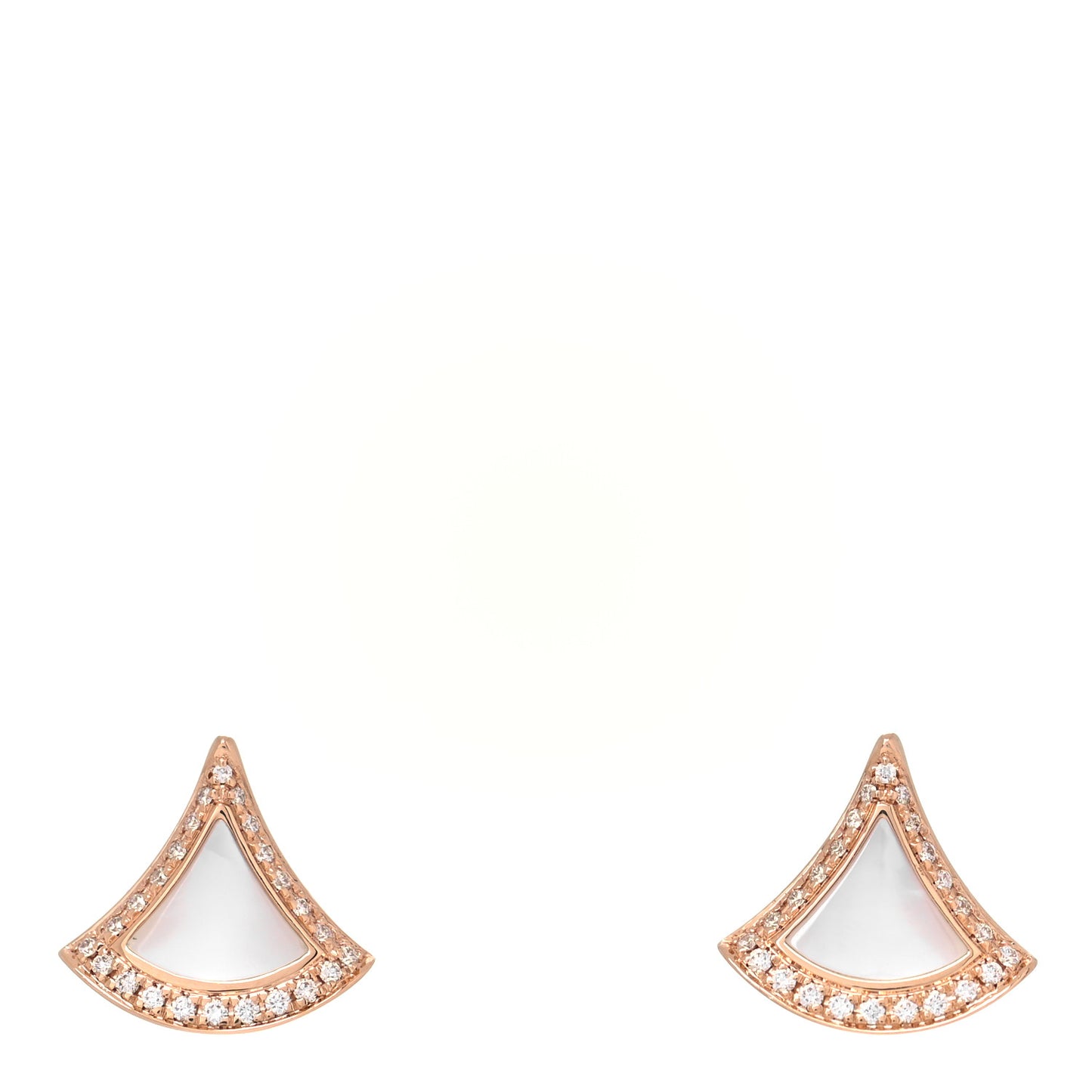18K Rose Gold Diamond Mother of Pearl Divas' Dream Pave Stud Earrings