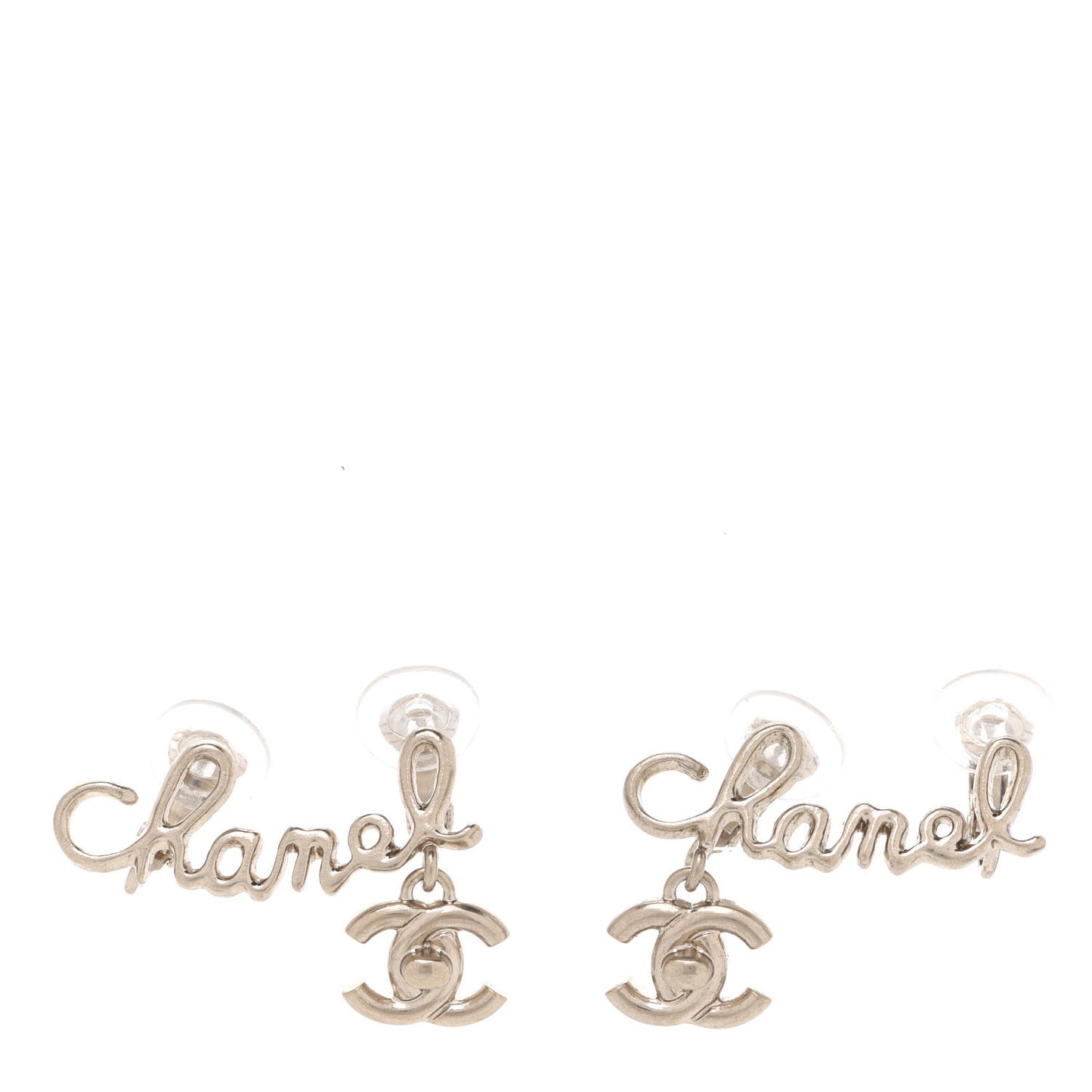 Metal CC Turnlock Climber Clip On Earrings Gold