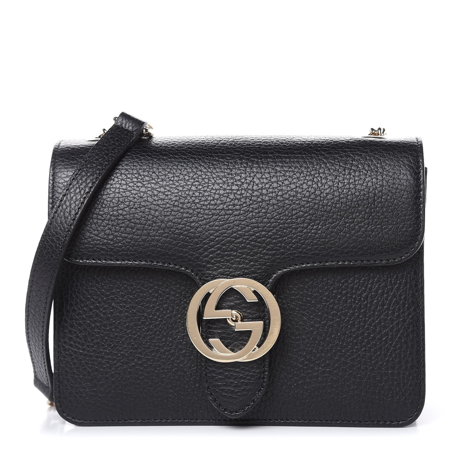 Dollar Calfskin Small Interlocking G Shoulder Bag Black