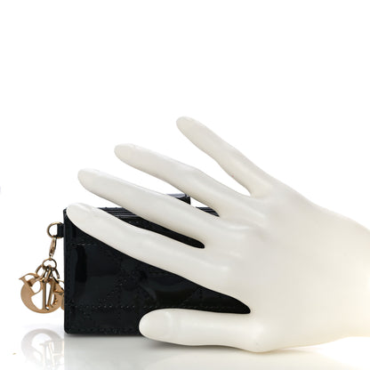 Christian Dior Patent Cannage Lady Dior 5-Gusset Card Holder Black 2 of 10