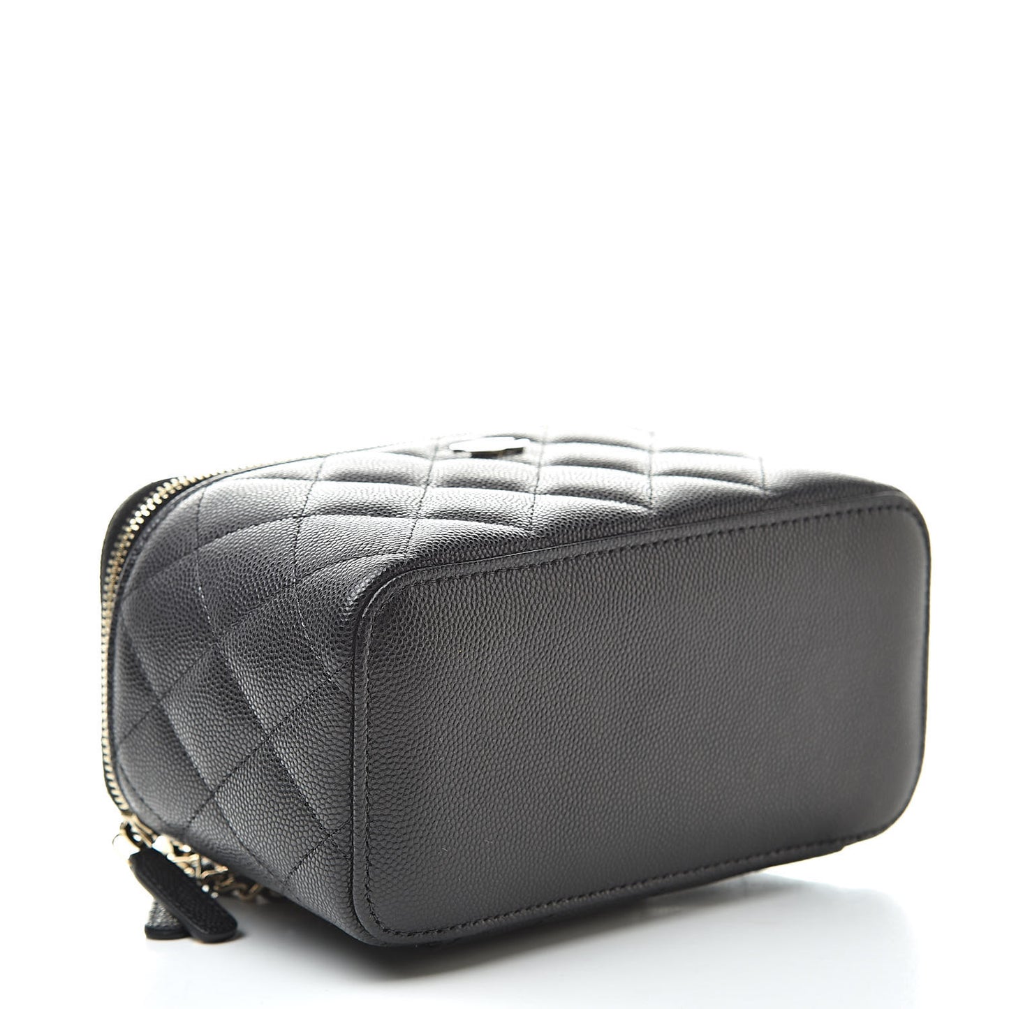 Caviar Quilted Small Vanity Case With Chain Black