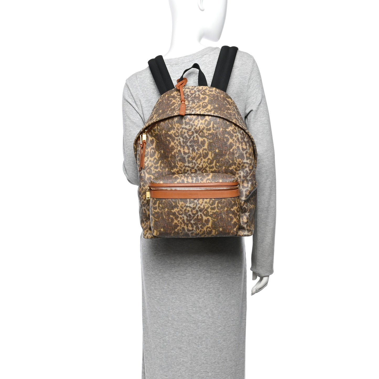 Coated Canvas Jaguar City Backpack Brown Multicolor