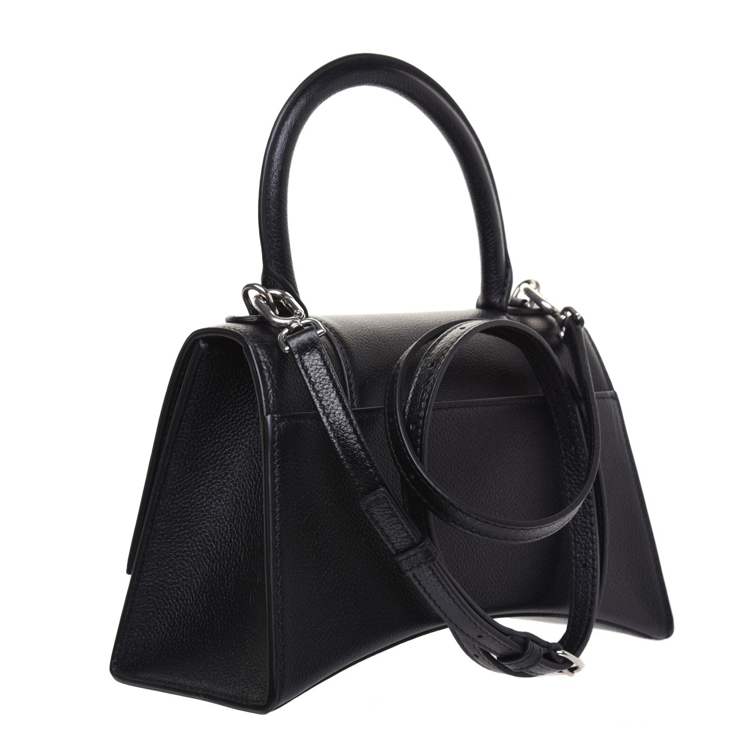 Balenciaga Grained Calfskin Small Hourglass Top Handle Bag Black 3 of 17