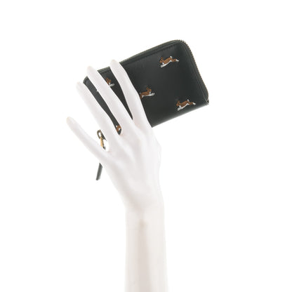 Gucci Calfskin Rabbit Embroidered Zip Around Card Case Black 2 of 6