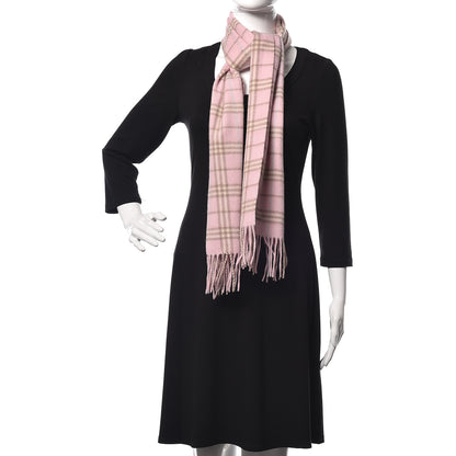 Burberry Lambswool Check Fringe Scarf Pink 2 of 5