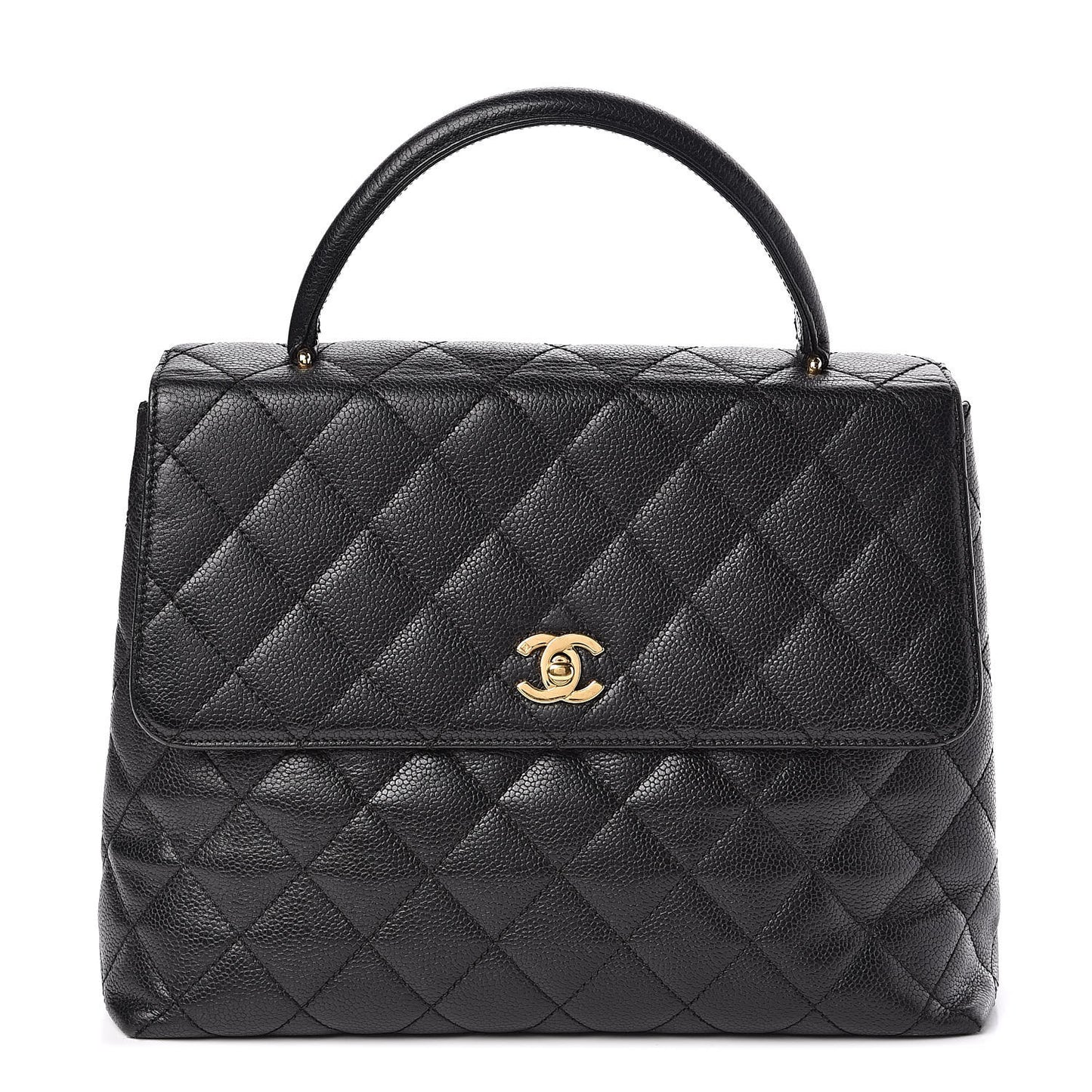 Caviar Quilted Jumbo Kelly Flap Black