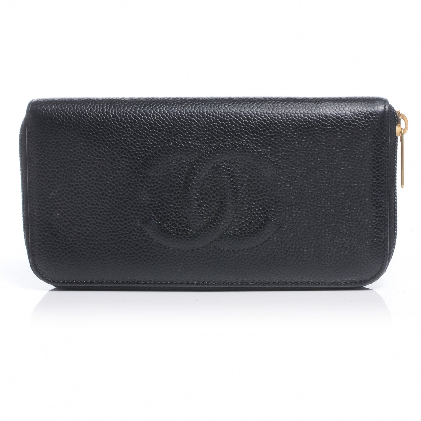 Caviar Zip Around Wallet Black