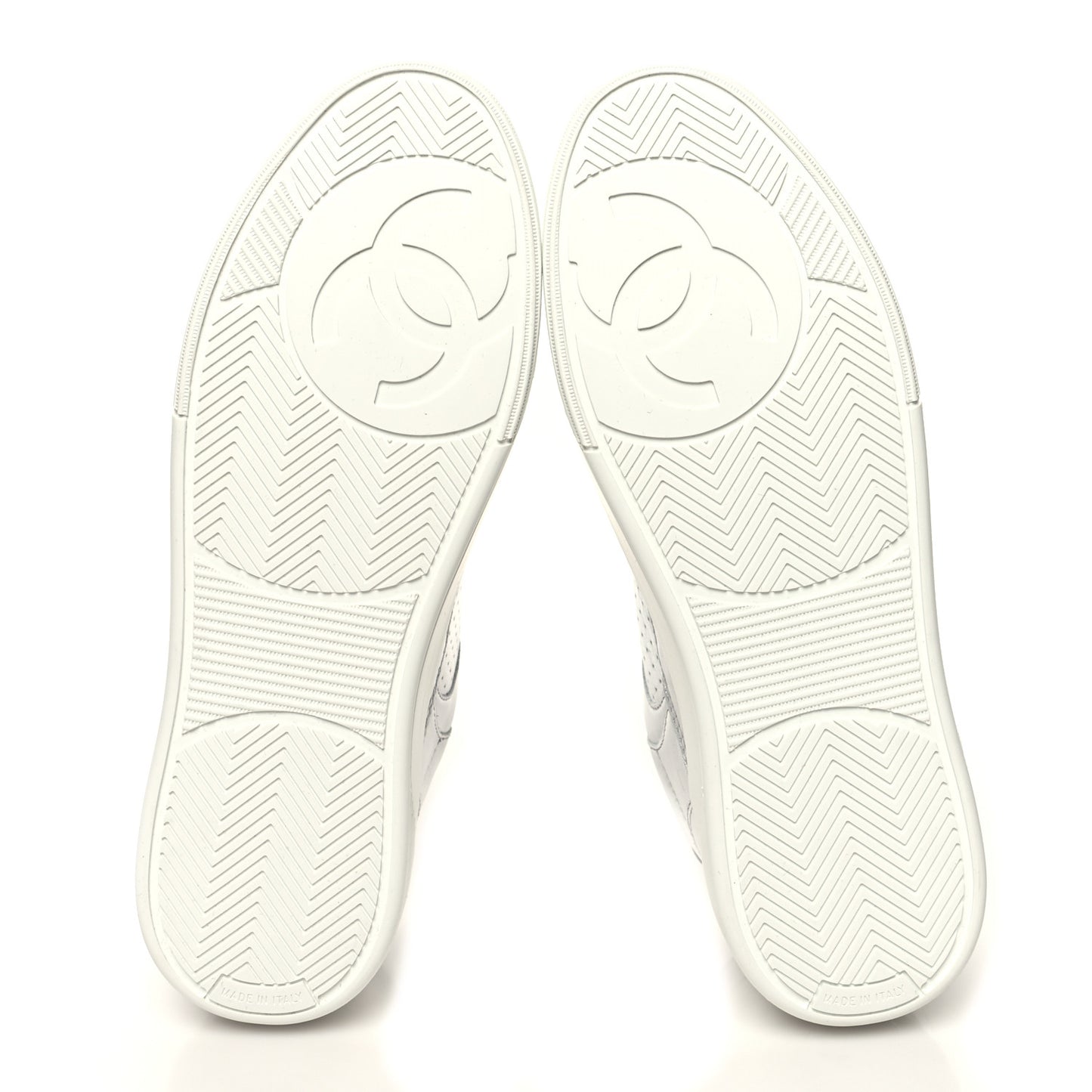Laminated Calfskin CC Womens Sneakers 40 Silver