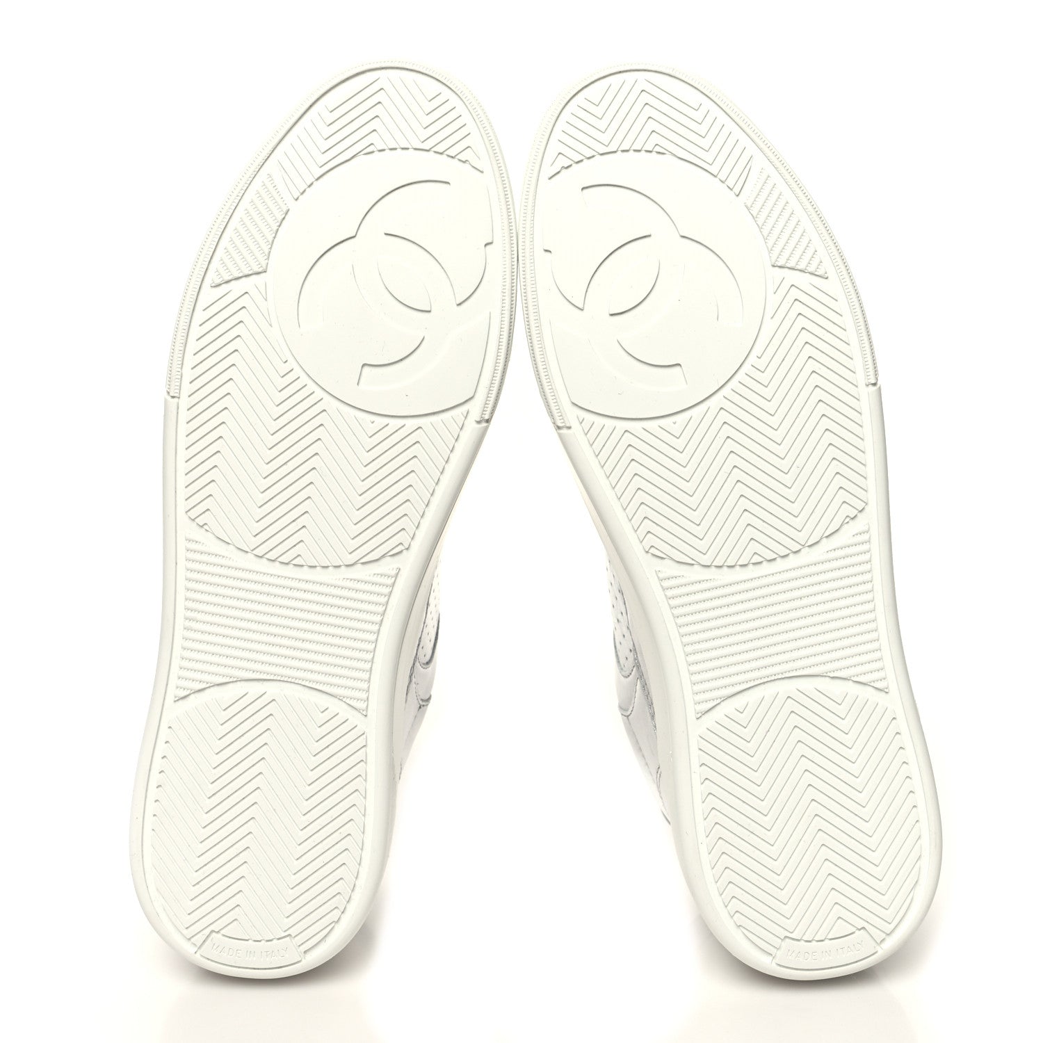 Chanel Laminated Calfskin CC Womens Sneakers 40 Silver 5 of 8