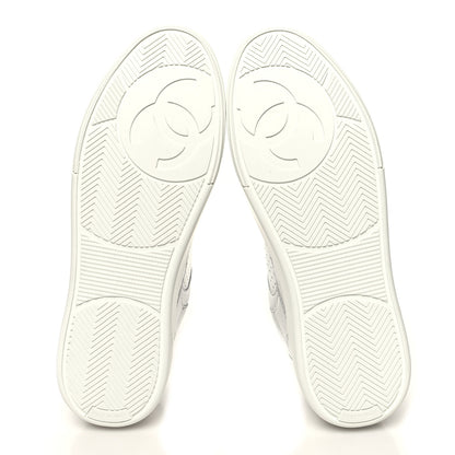 Chanel Laminated Calfskin CC Womens Sneakers 40 Silver 5 of 8