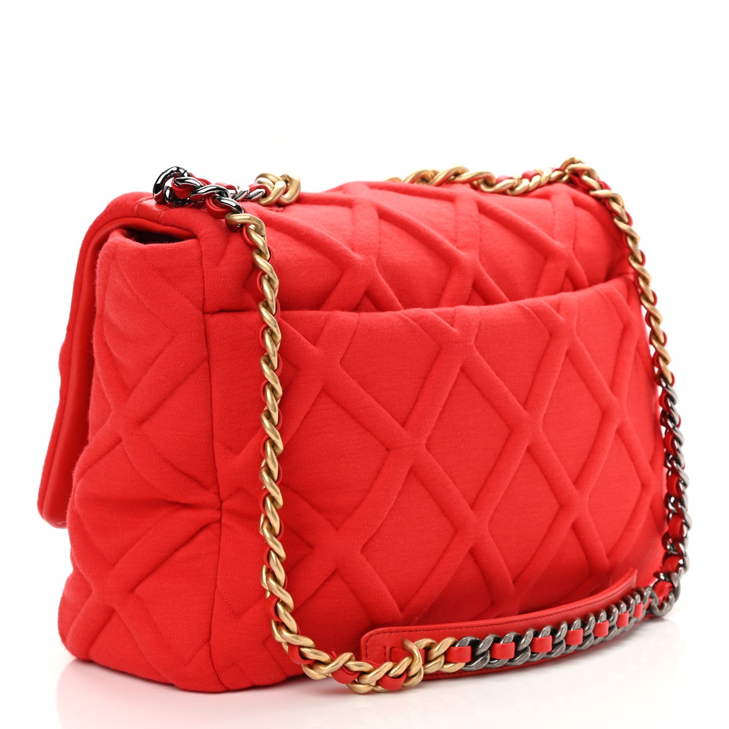 Chanel Jersey Lambskin Quilted Maxi Chanel 19 Flap Red 3 of 10